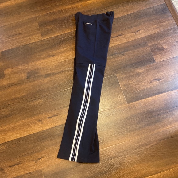 Y2K BRO FITWEAR BLACK GROOVER SPANDEX PANTS YOGA DANCE FLARE LEG SIDE STRIPE S - Picture 12 of 12